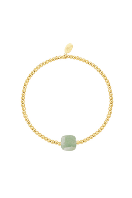 Bracelet beads with large stone - Natural stone collection Green Stainless Steel