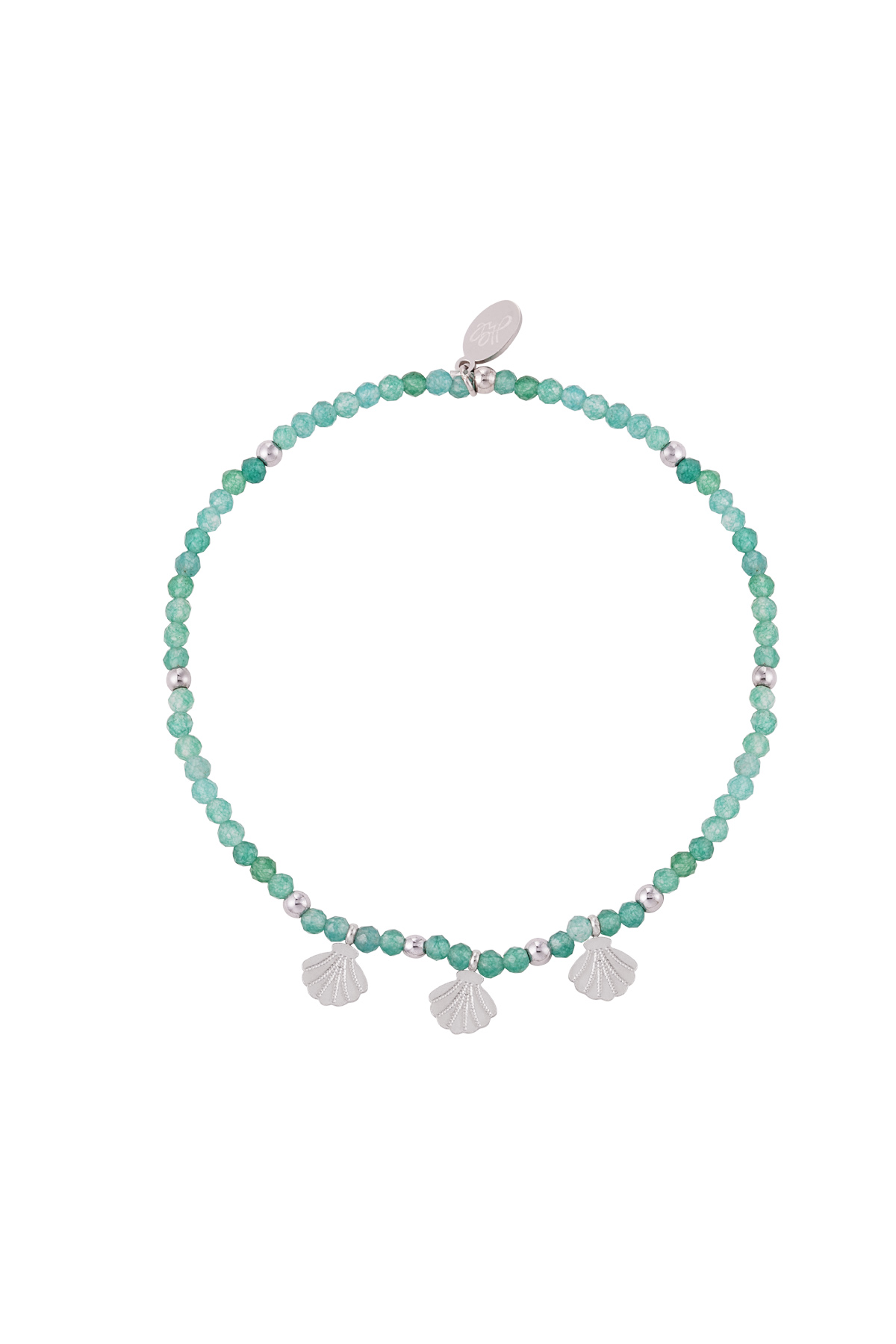 Bead bracelet shell charms - green & silver color Stainless Steel 