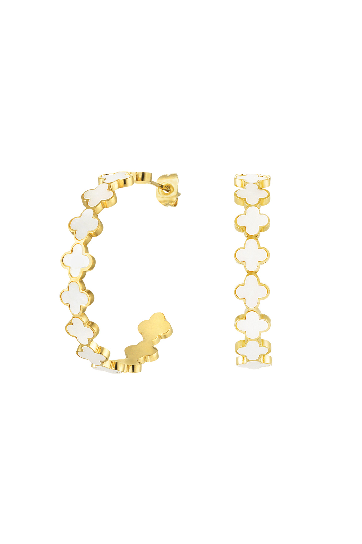 Trifoglio per orecchini - argento/bianco Silver Color Stainless Steel h5 