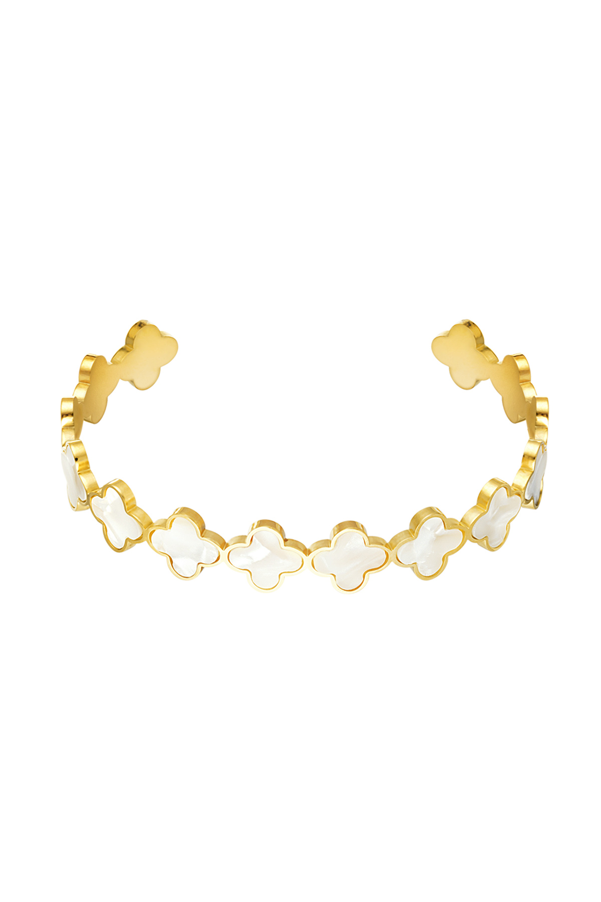 Bracciale trifogli - Colore oro/bianco Gold Stainless Steel h5 