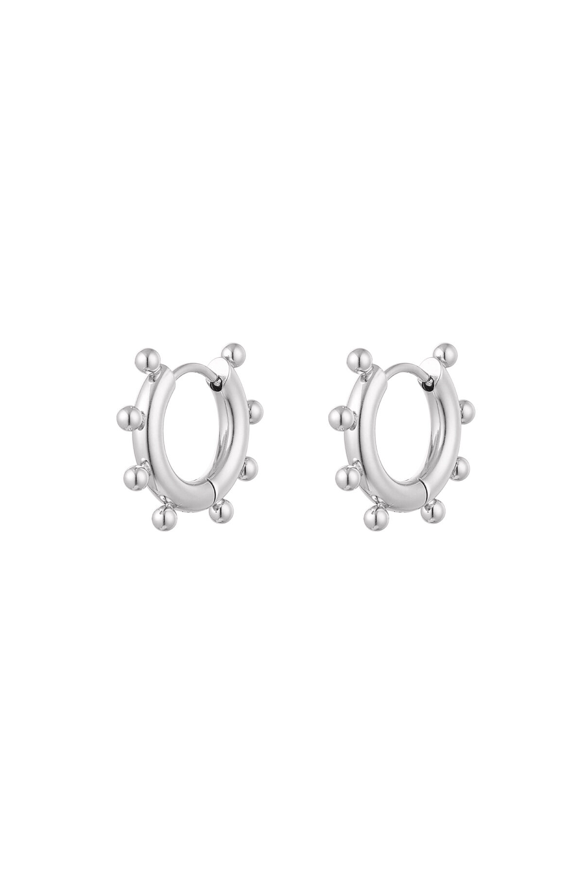 Orecchini palline tonde piccole - Argento Acciaio inossidabile h5