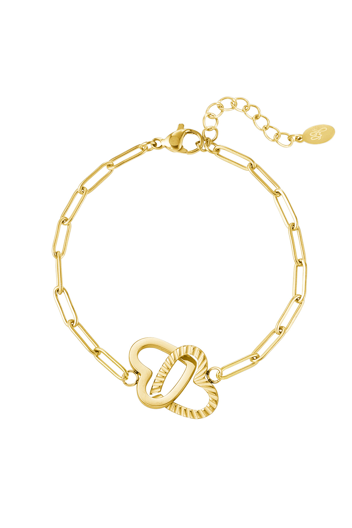 Bracciale a maglie cuori uniti - Colore oro Gold Stainless Steel 