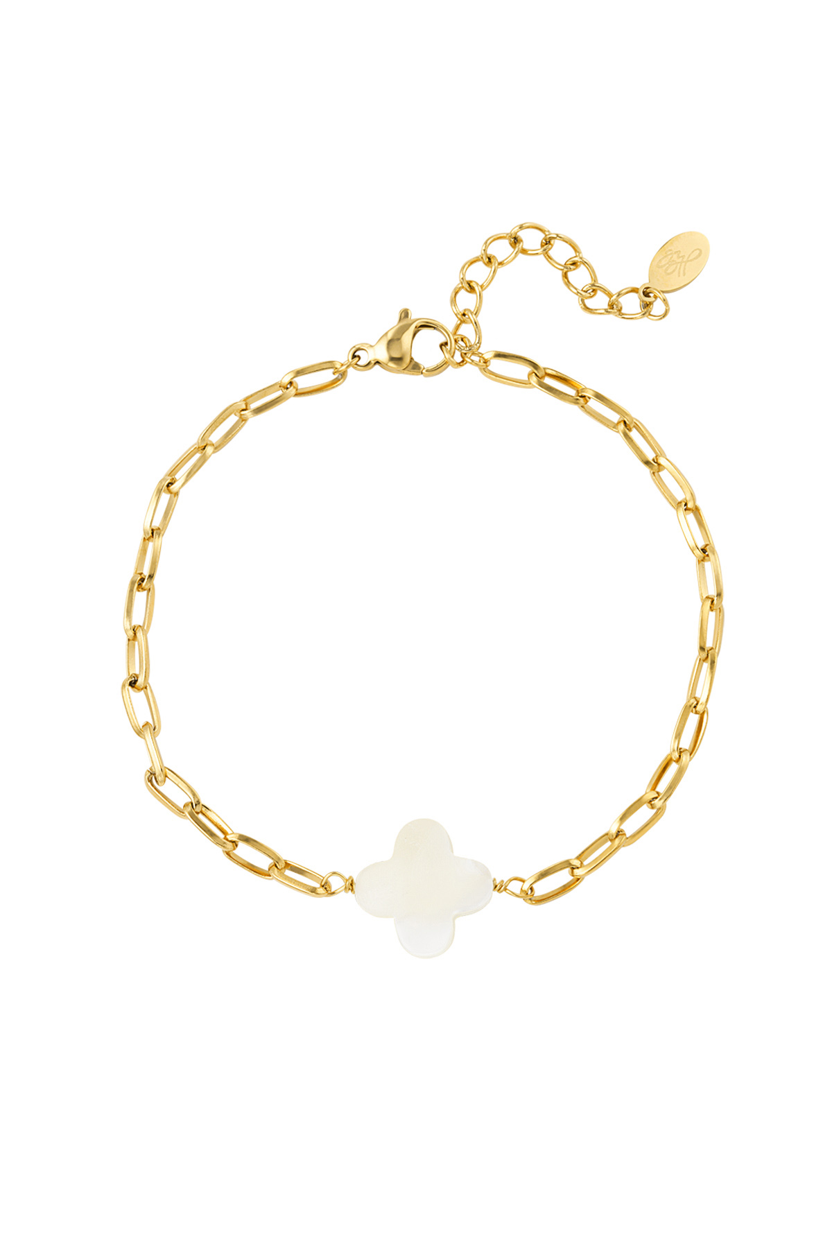 Link bracelet clover - Gold Color Stainless Steel