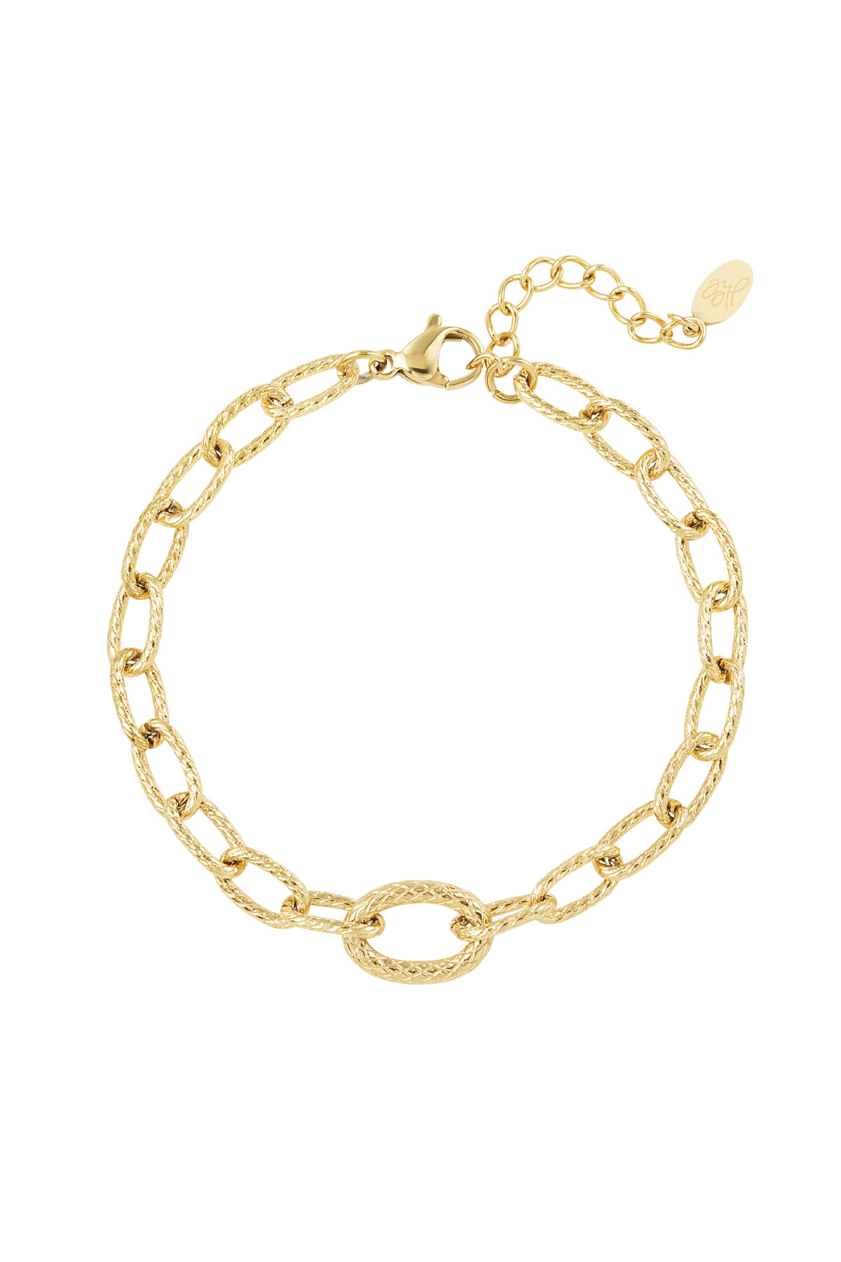 Schakelarmband met structuur - Goud kleur Stainless Steel 