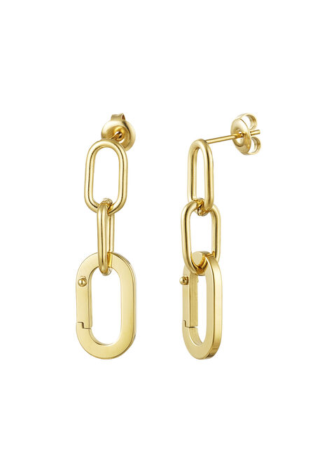 Ear Studs Link - Gold Color Stainless Steel