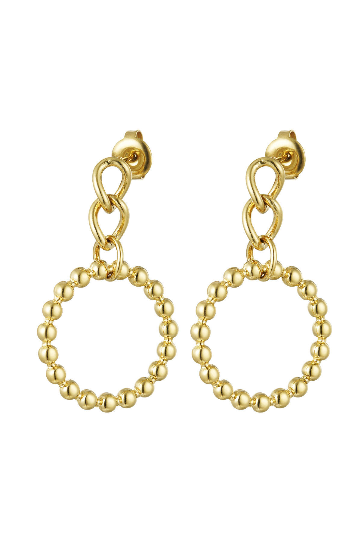 Orecchini a bottone con cerchio - Colore oro Gold Stainless Steel 