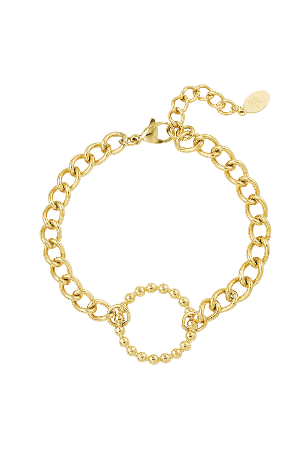 bracciale a maglie con cerchio - acciaio inossidabile color colore oro h5 