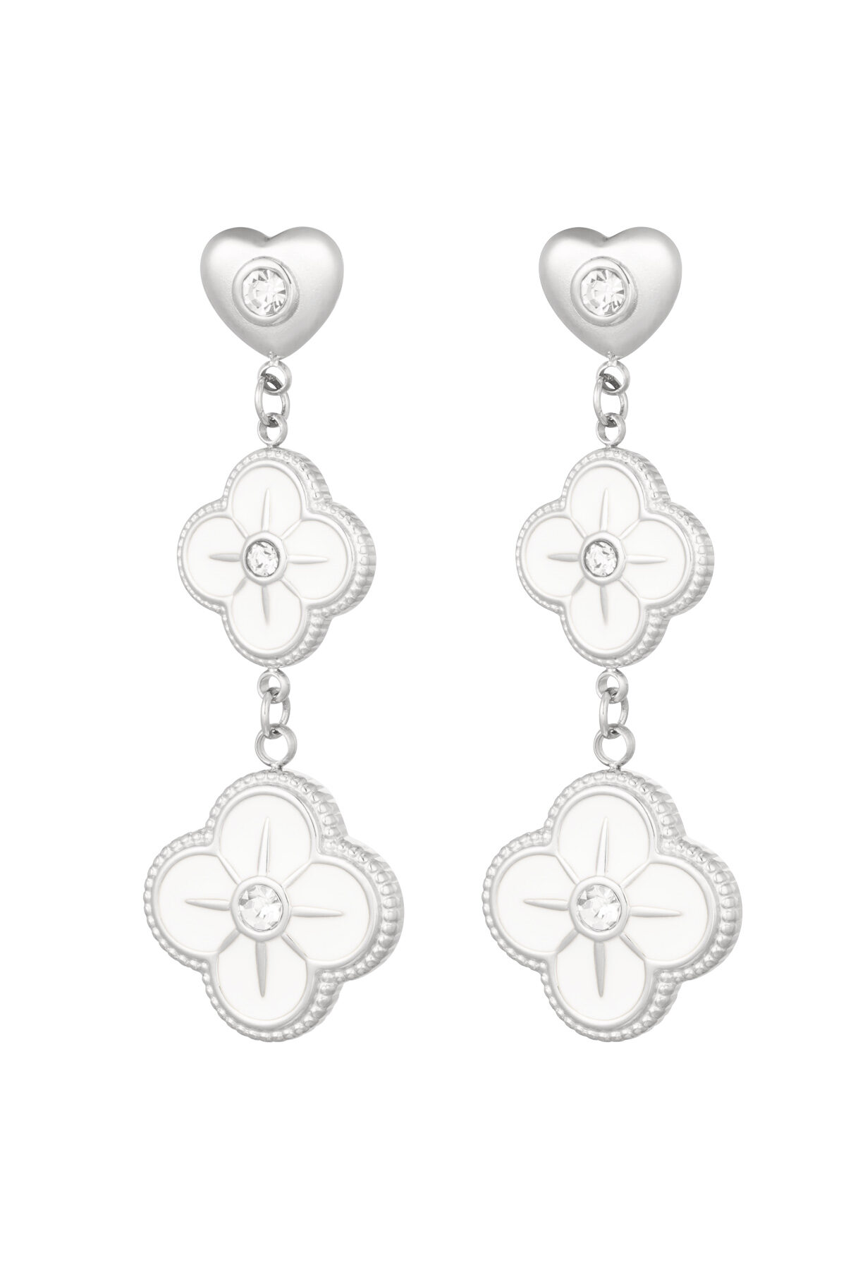 Orecchini ghirlanda di fiori - argento/bianco (Pack with plastic bag) 
