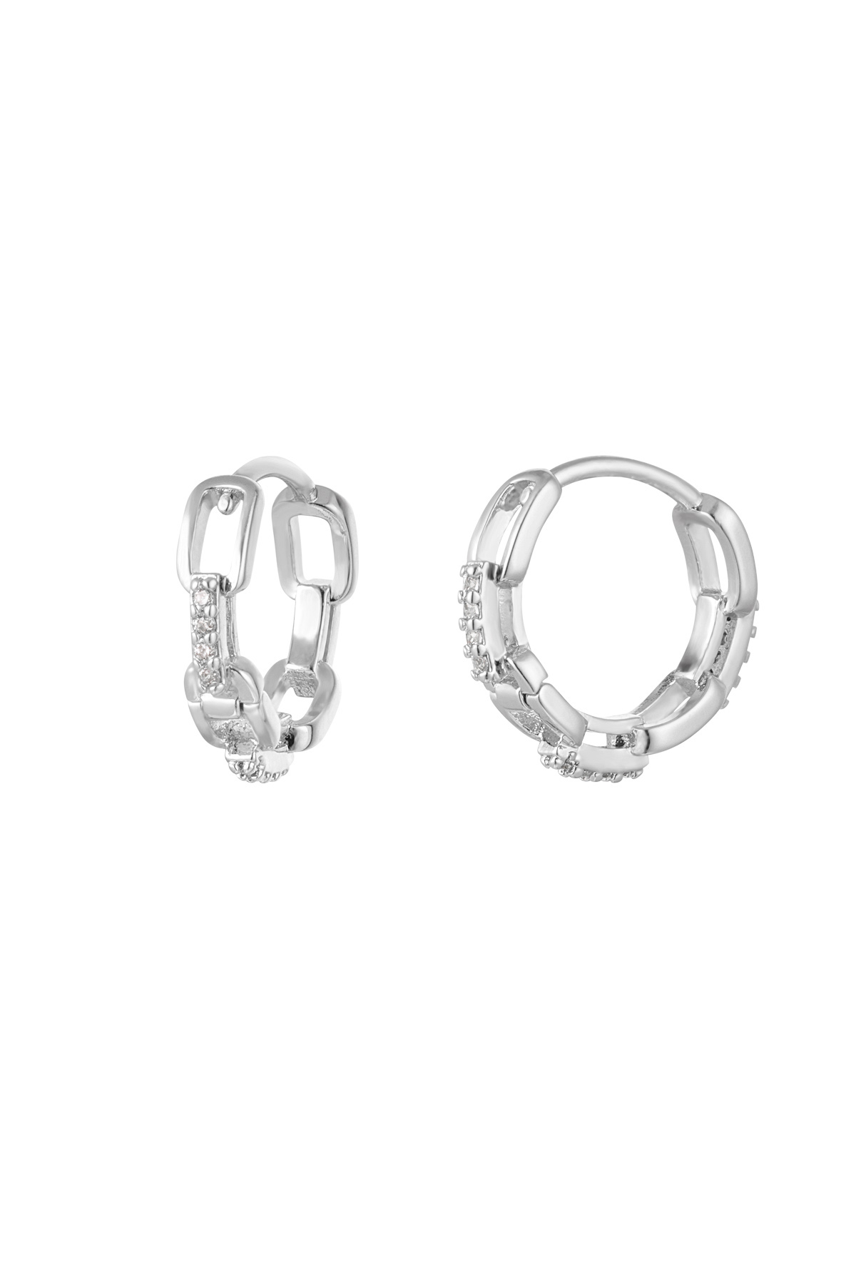 Pendientes eslabones con circón - plata Cobre h5 