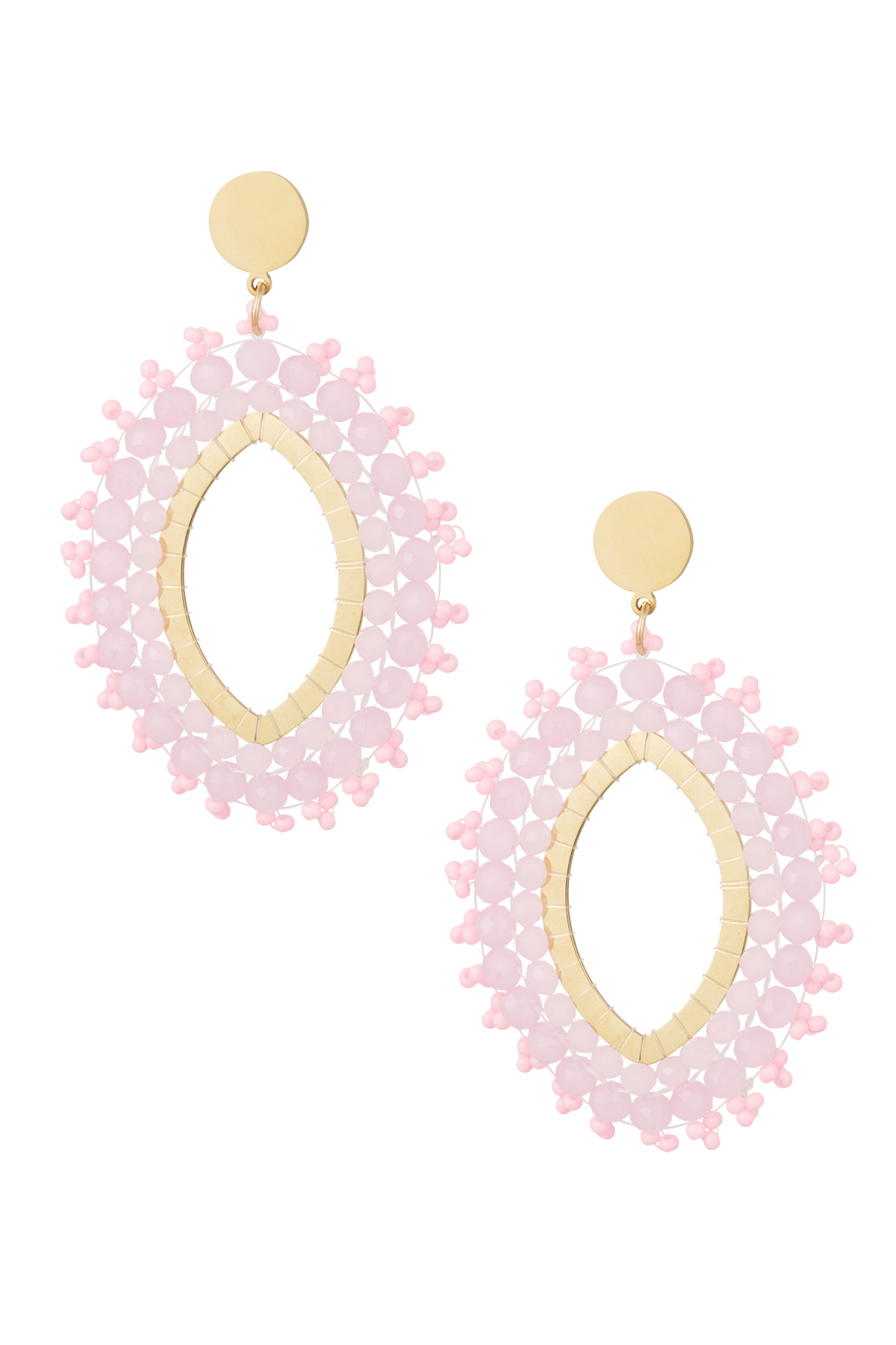Groothandel Oorknopjes Roze Kristal Kralen RVS Statement Sieraden Set van 1