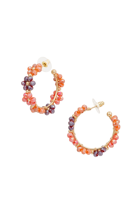 Earrings Flowers - Orange/Brown Metal
