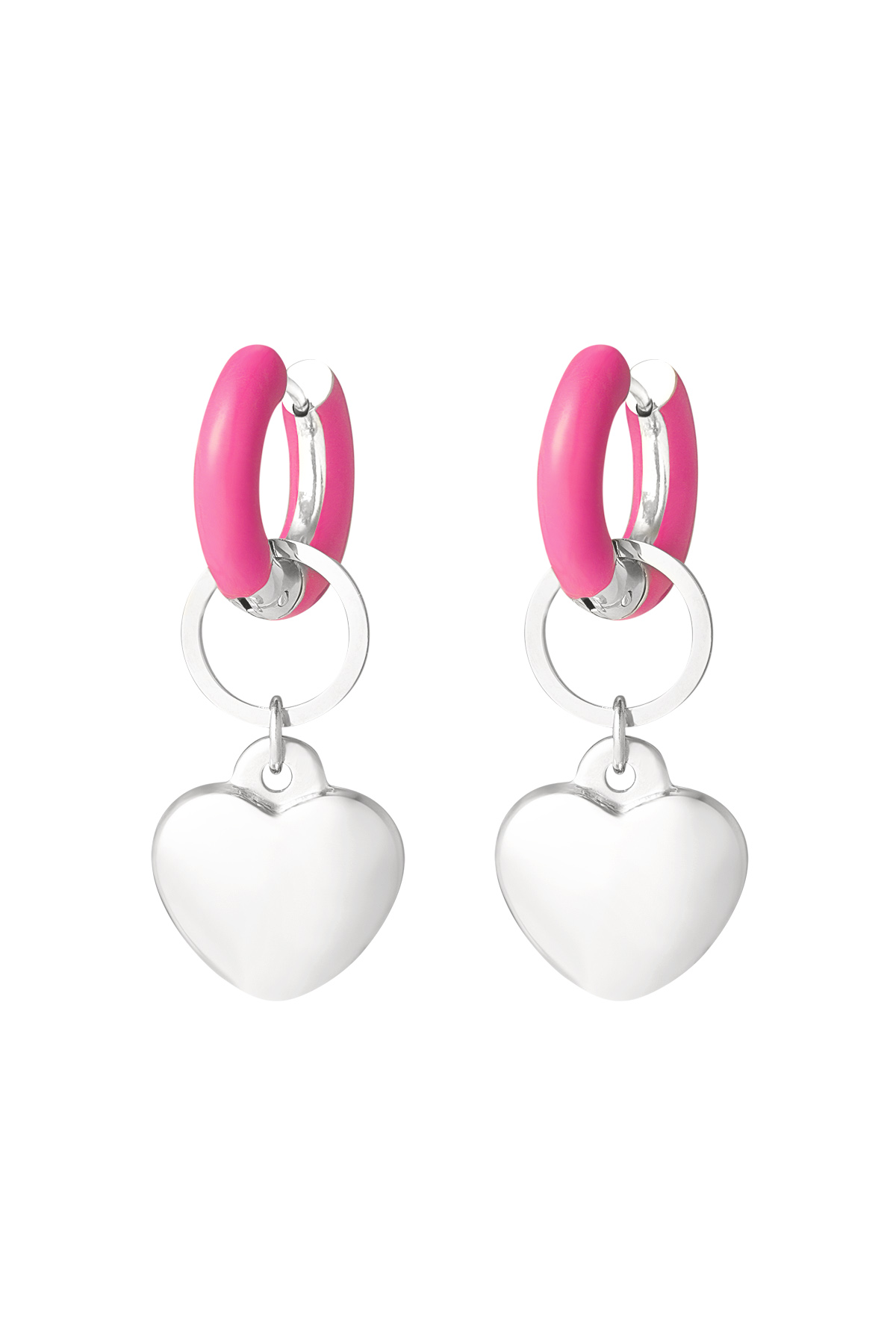 Groothandel Oorringen RVS Hartje Roze Set van 1, foto 5 van 5