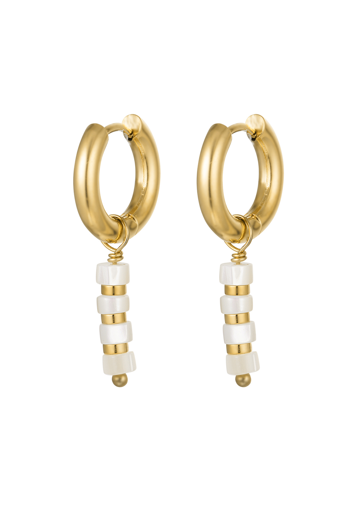 Pendientes perla tubo - Color dorado Acero inoxidable h5 