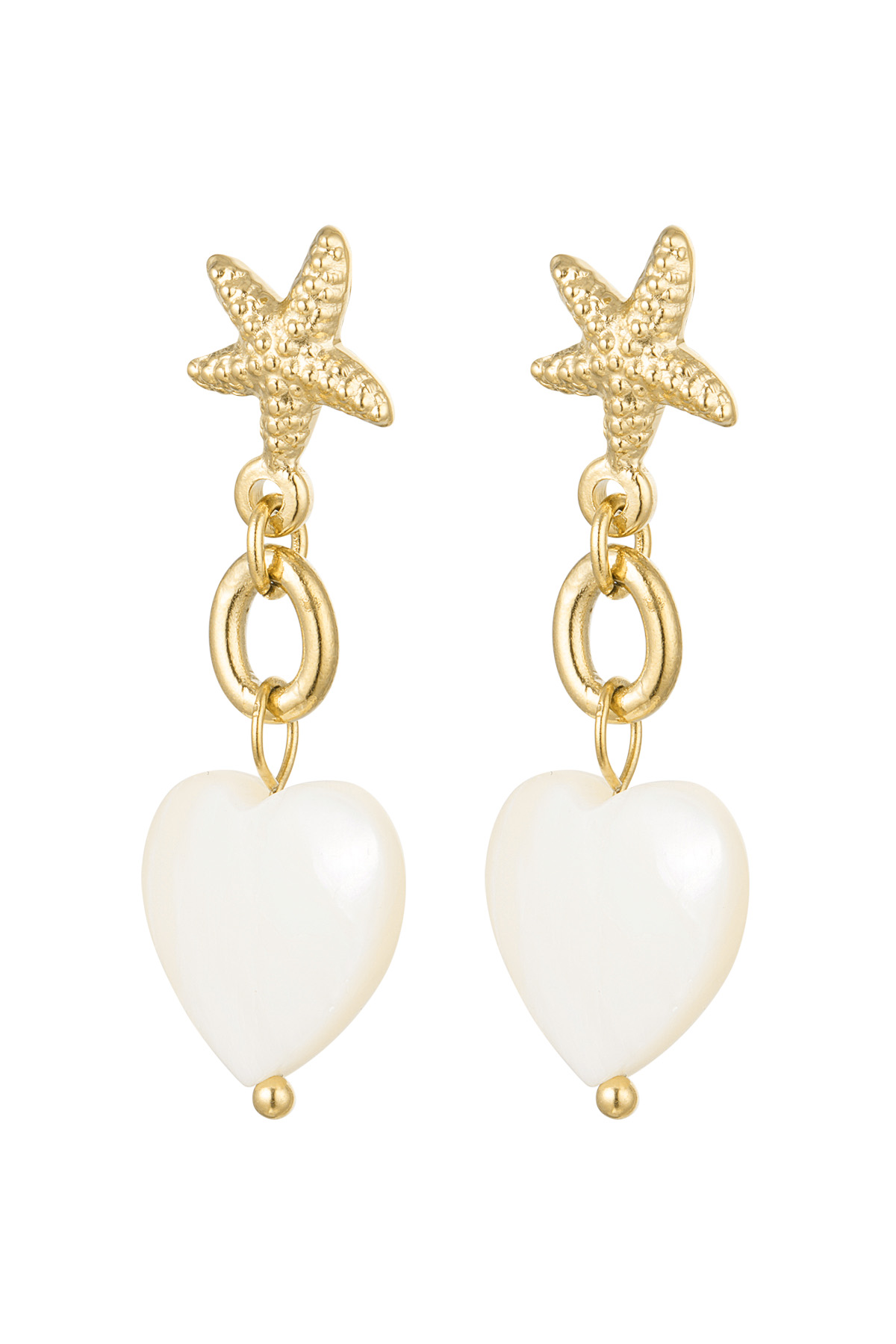orecchini stella marina con cuore - acciaio inossidabile color colore oro 