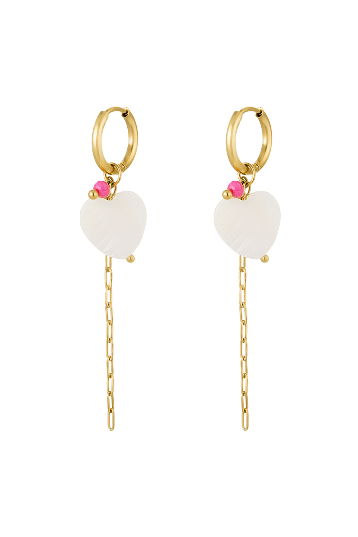 pendientes corazón con cadena h5 