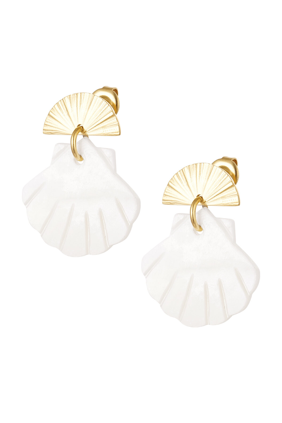 Pendientes concha de mar forma asimétrica - Color dorado Acero inoxidable h5 