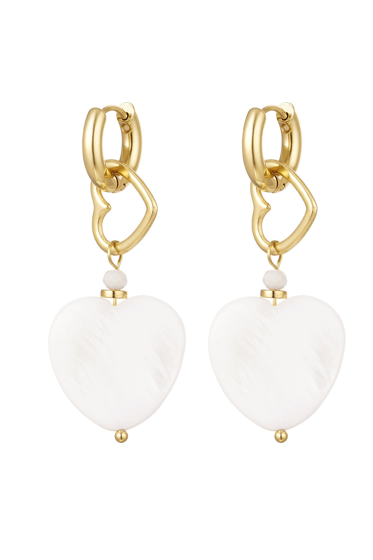 Pendientes 2 veces corazón - Color dorado Acero inoxidable h5 