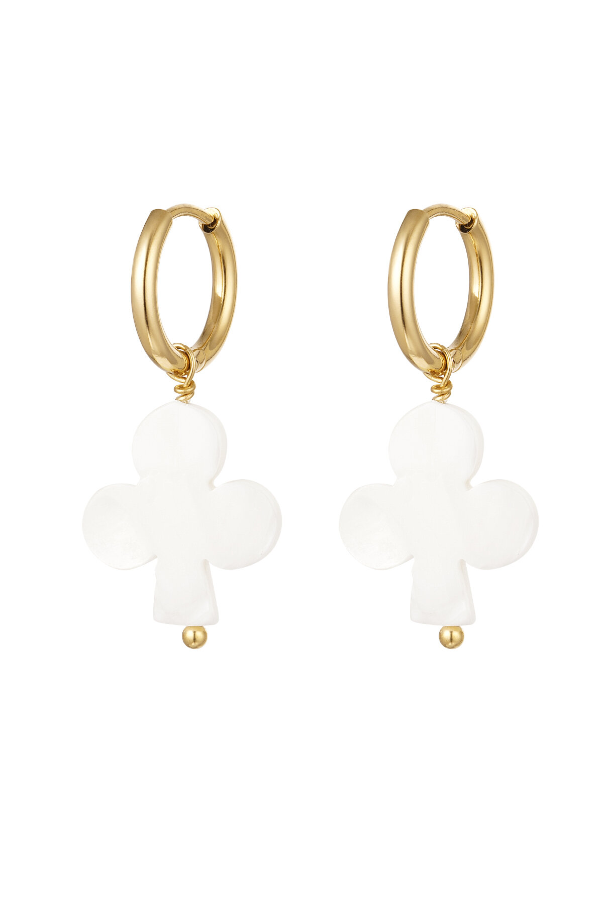Earrings seashell clover - Gold Color Stainless Steel
