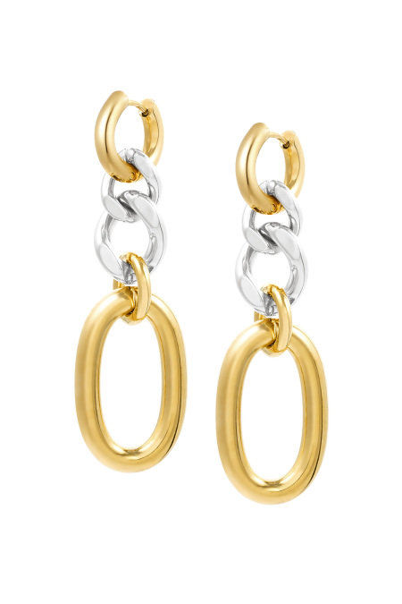 Earrings Large/Small Links - Silver/Gold Color