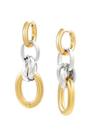 Boucles d'Couleur oreilles quatre maillons - argent/Couleur or h5