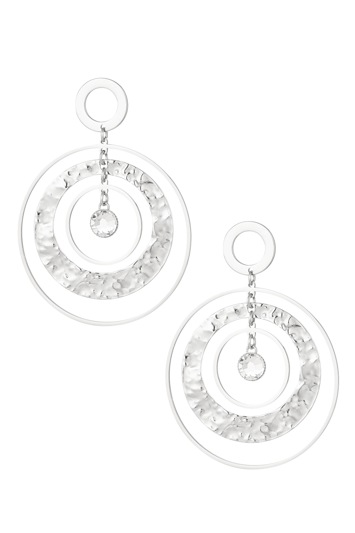 Earrings dream catcher with stone - Silver Color color