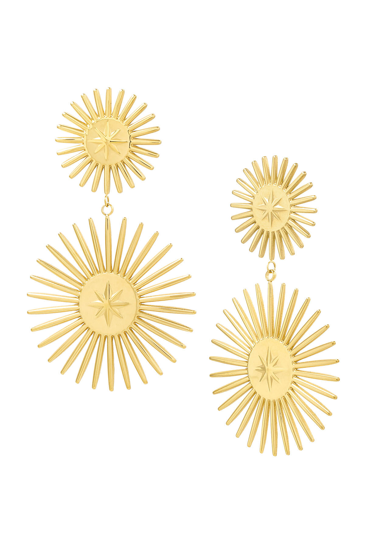 Earring double star - Gold Color stainless steel