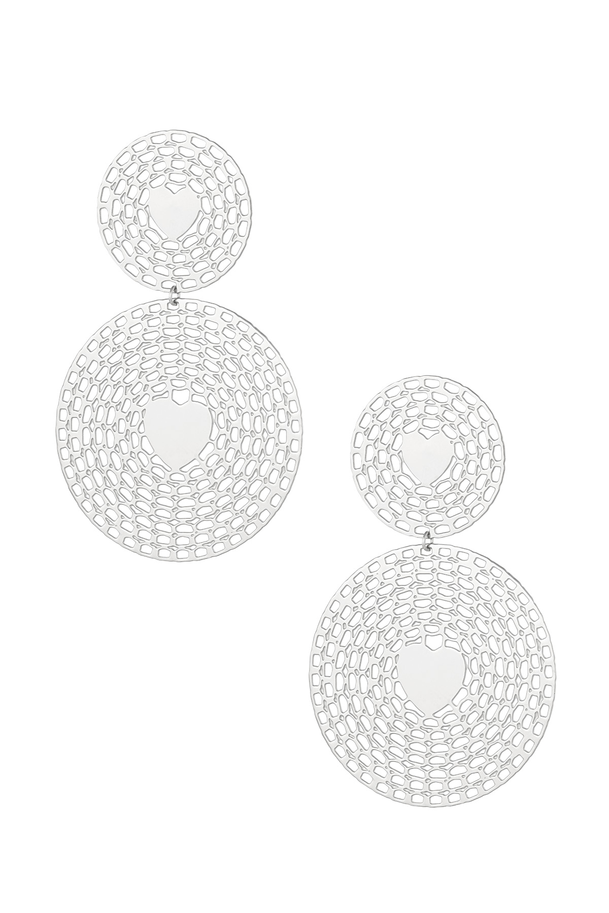 oorbellen statement rond met hart h5 