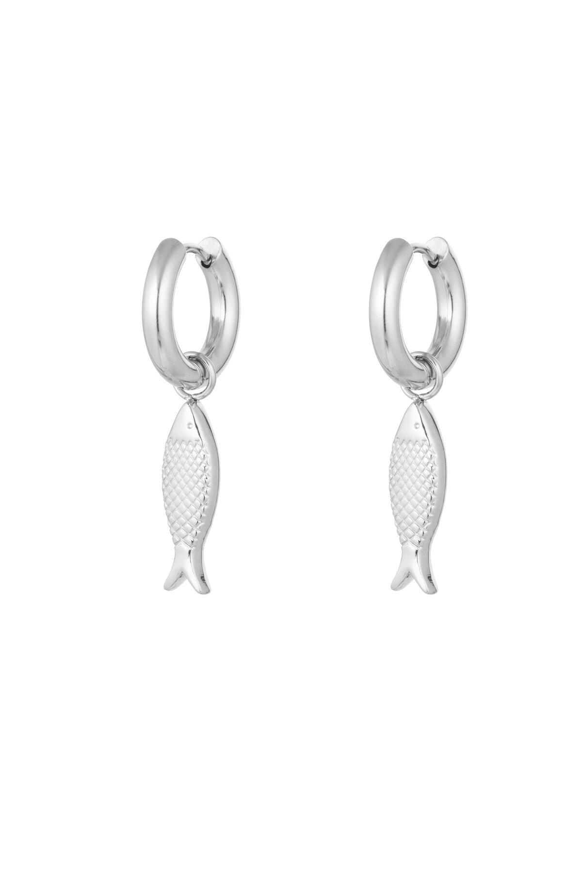 Orecchini con ciondolo a forma di pesce - Acciaio inossidabile color argento h5 