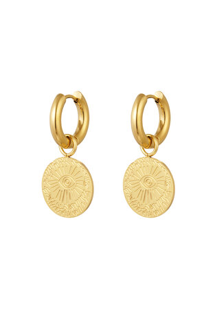 Boucles d'Oreilles Pièce Oeil - Doré Acier Inoxydable h5