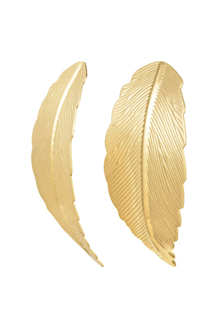 Earrings statement feather silver color Metal