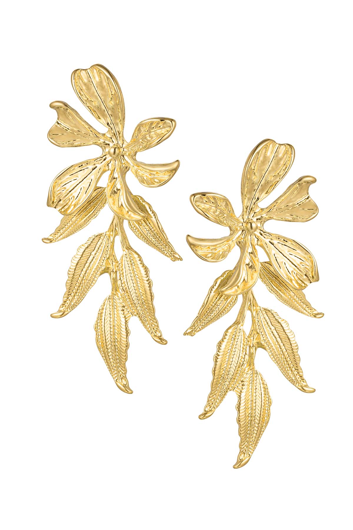 Statement earring studs flower power - Gold Color Alloy