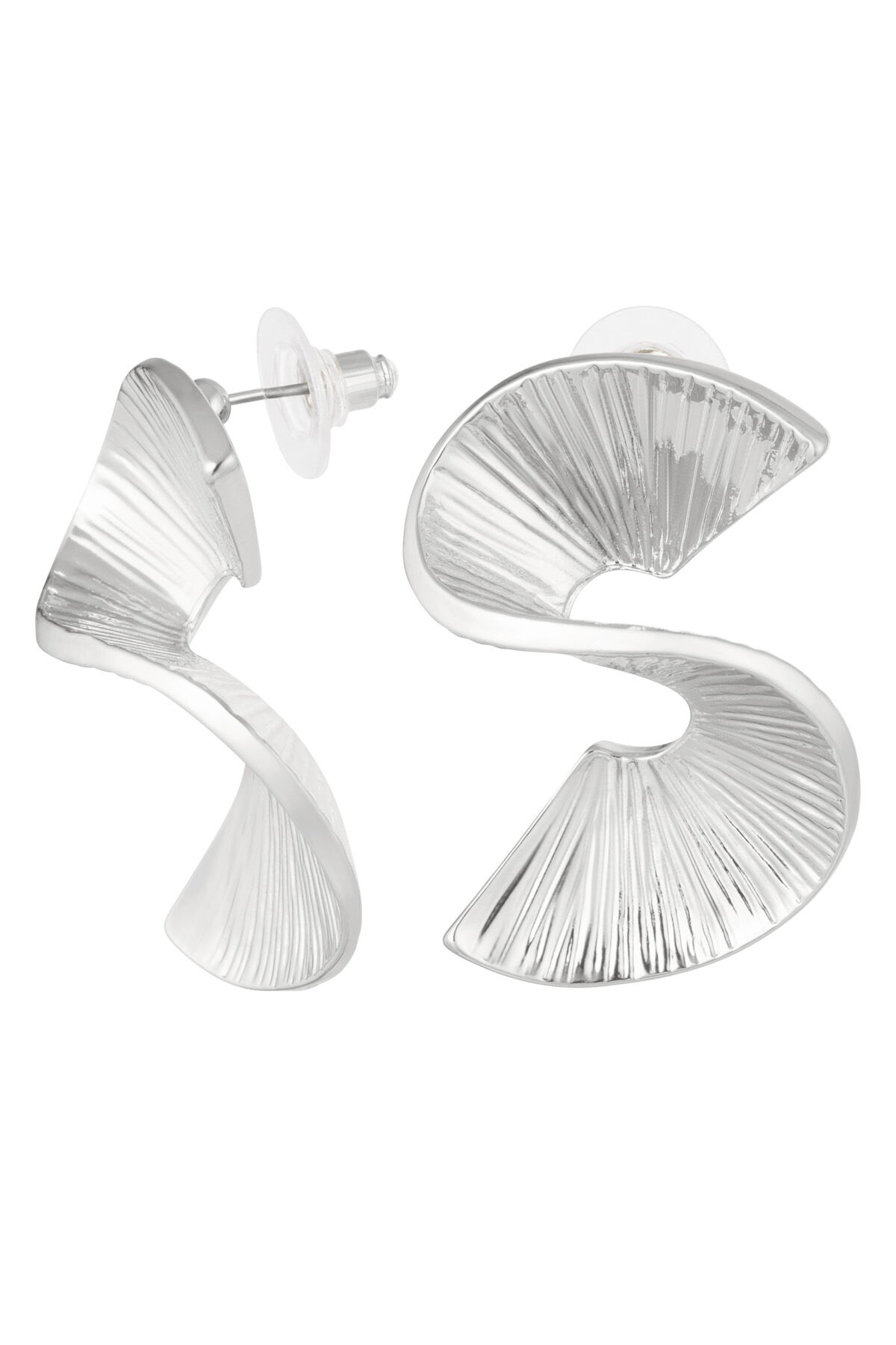 Earrings S-shape - Silver Color color
