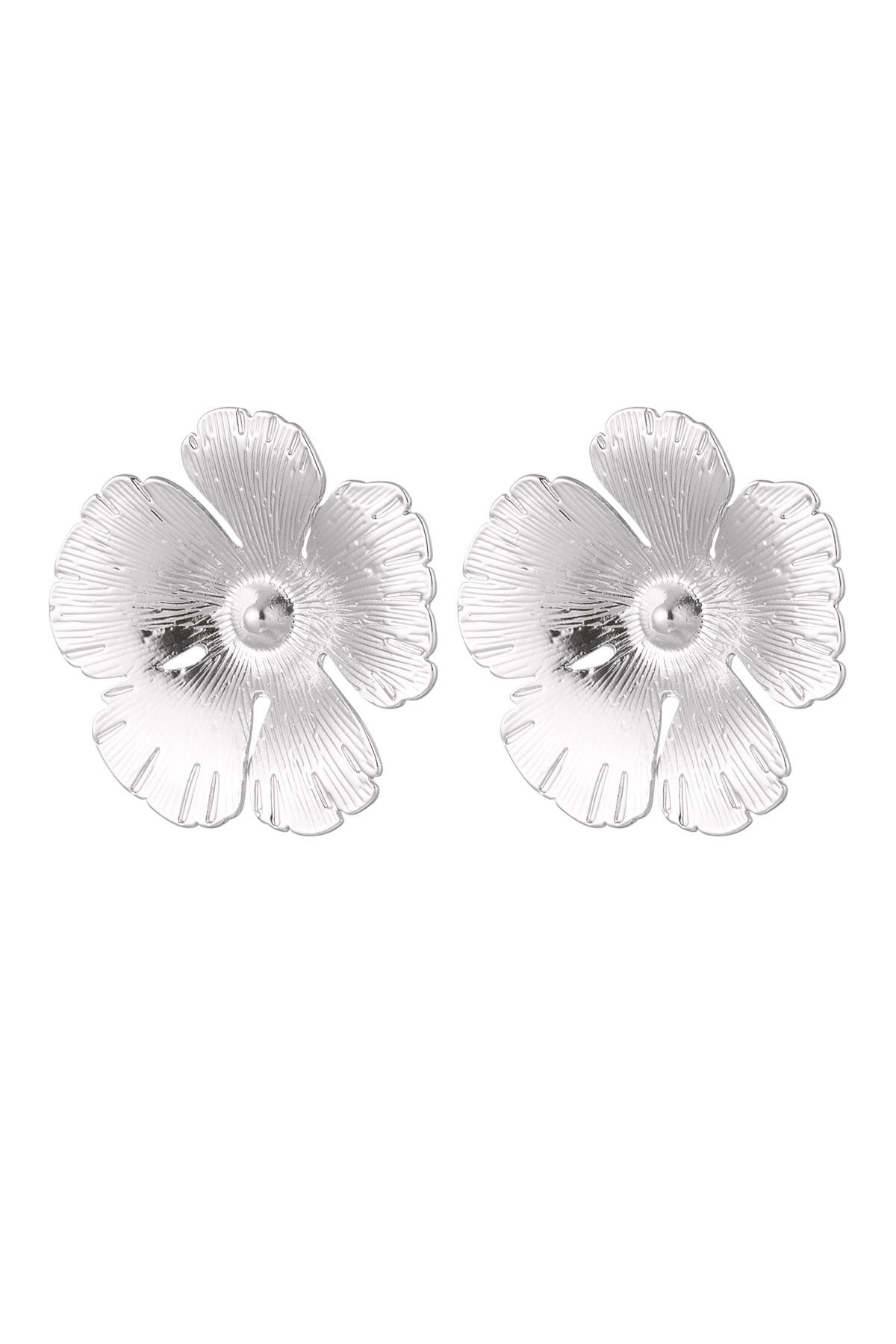 Flower stud earrings - silver color Alloy h5