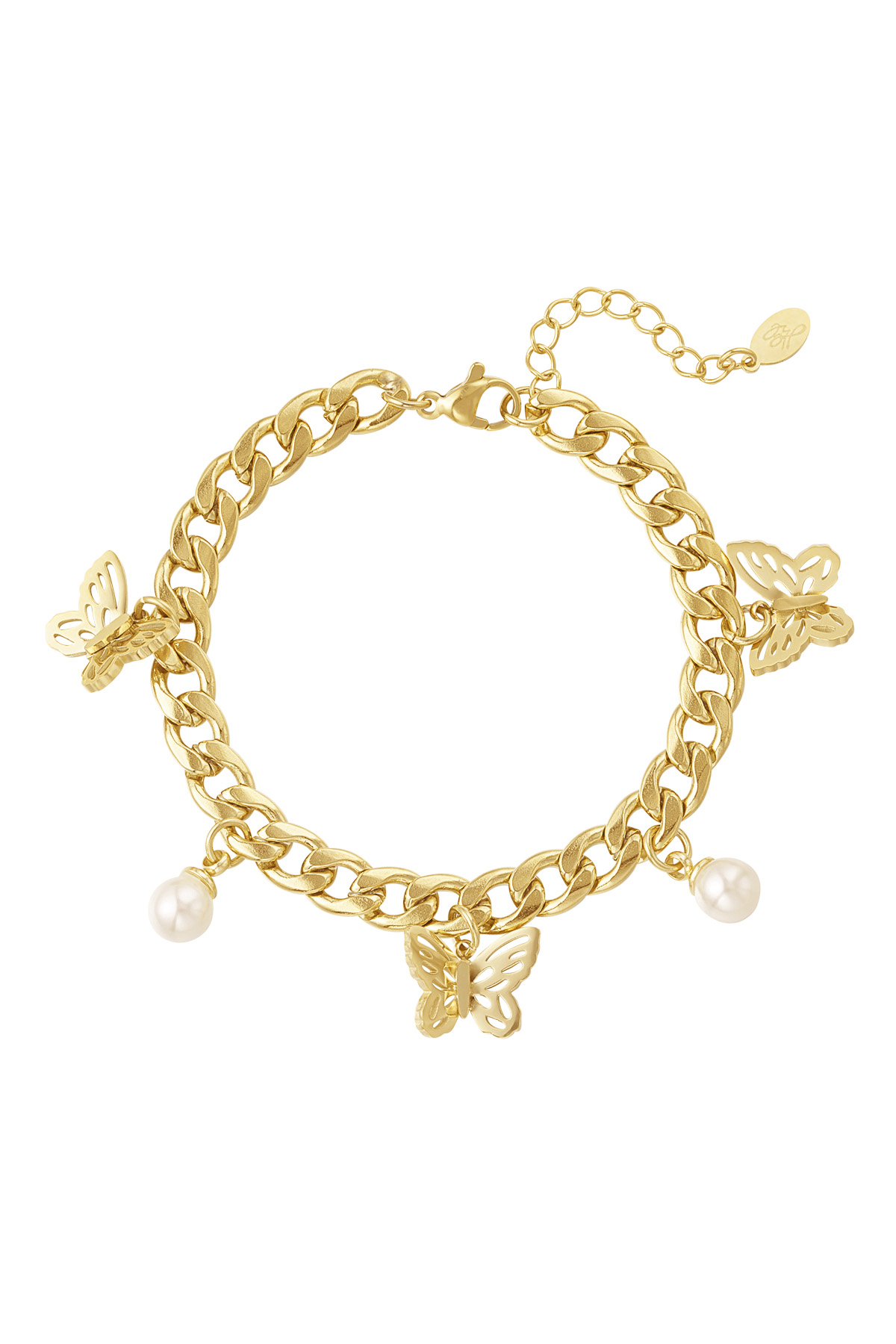 link bracelet butterflies with pearls