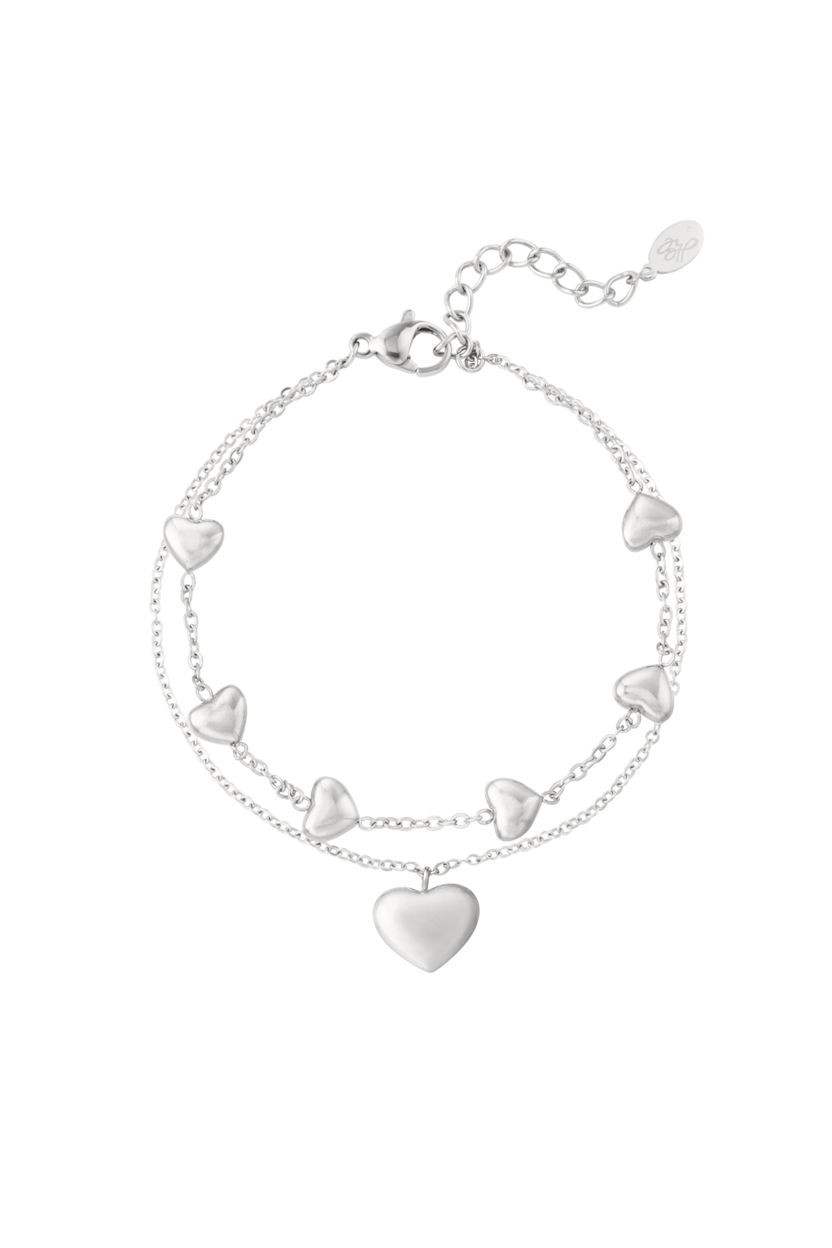 Groothandel RVS Hart Dubbel Armband voor Vrouwen Set van 1, foto 3 van 3