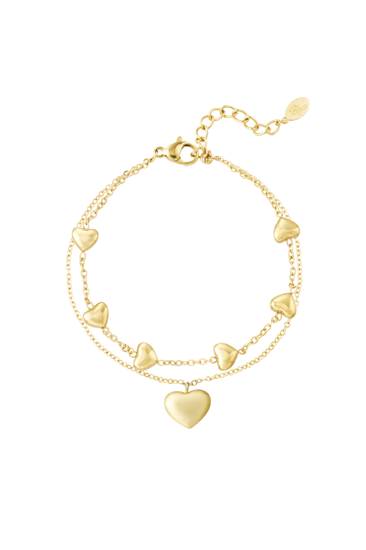 Groothandel RVS Hart Dubbel Armband voor Vrouwen Set van 1