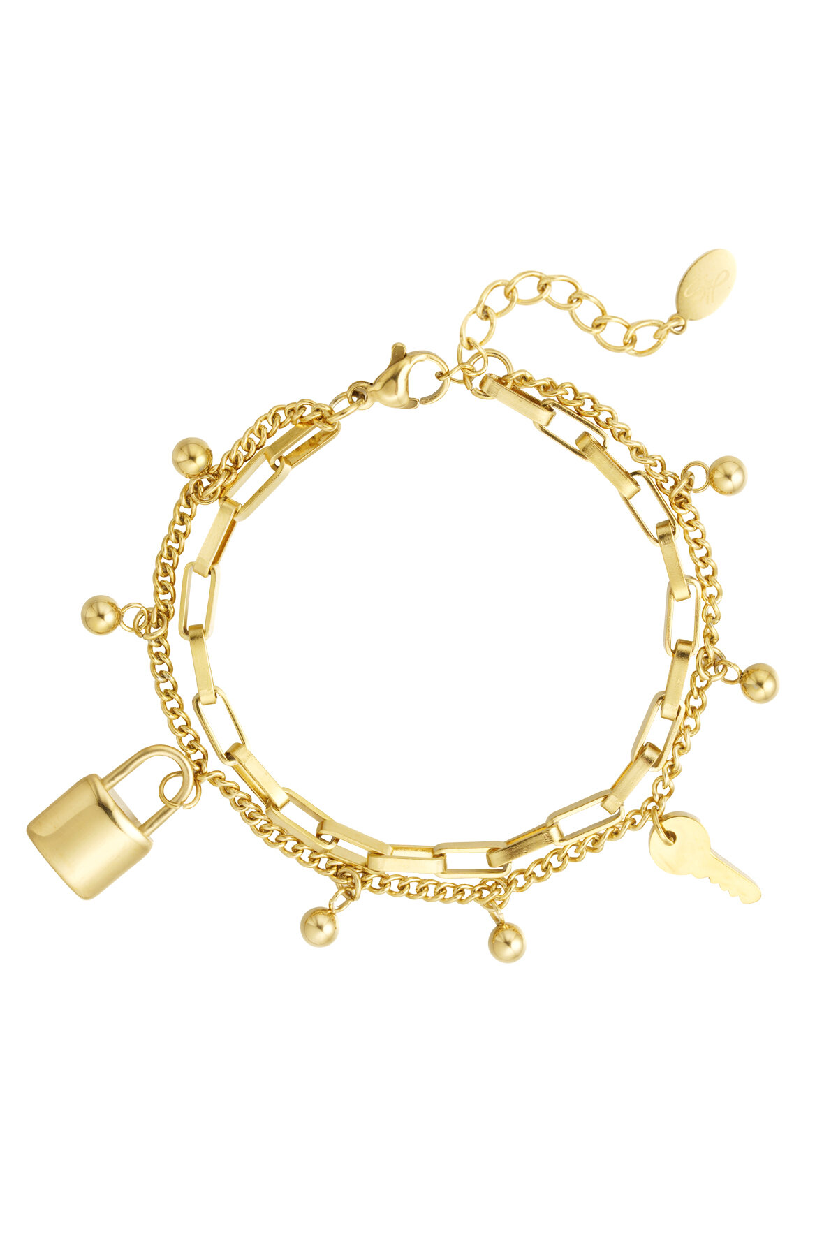 double bracelet with charms and balls