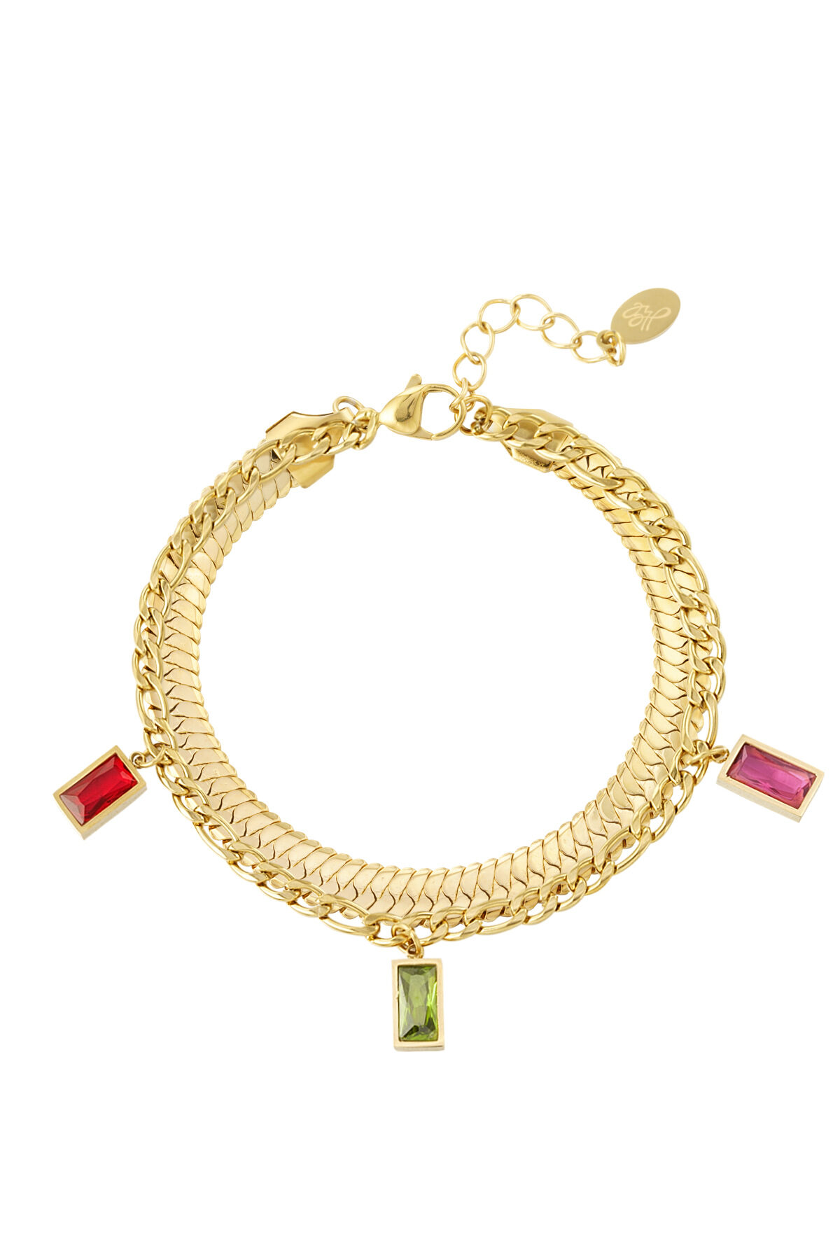 Armband mit zweifarbigen Steinen – Goldfarbe - Goldfarbefarbe