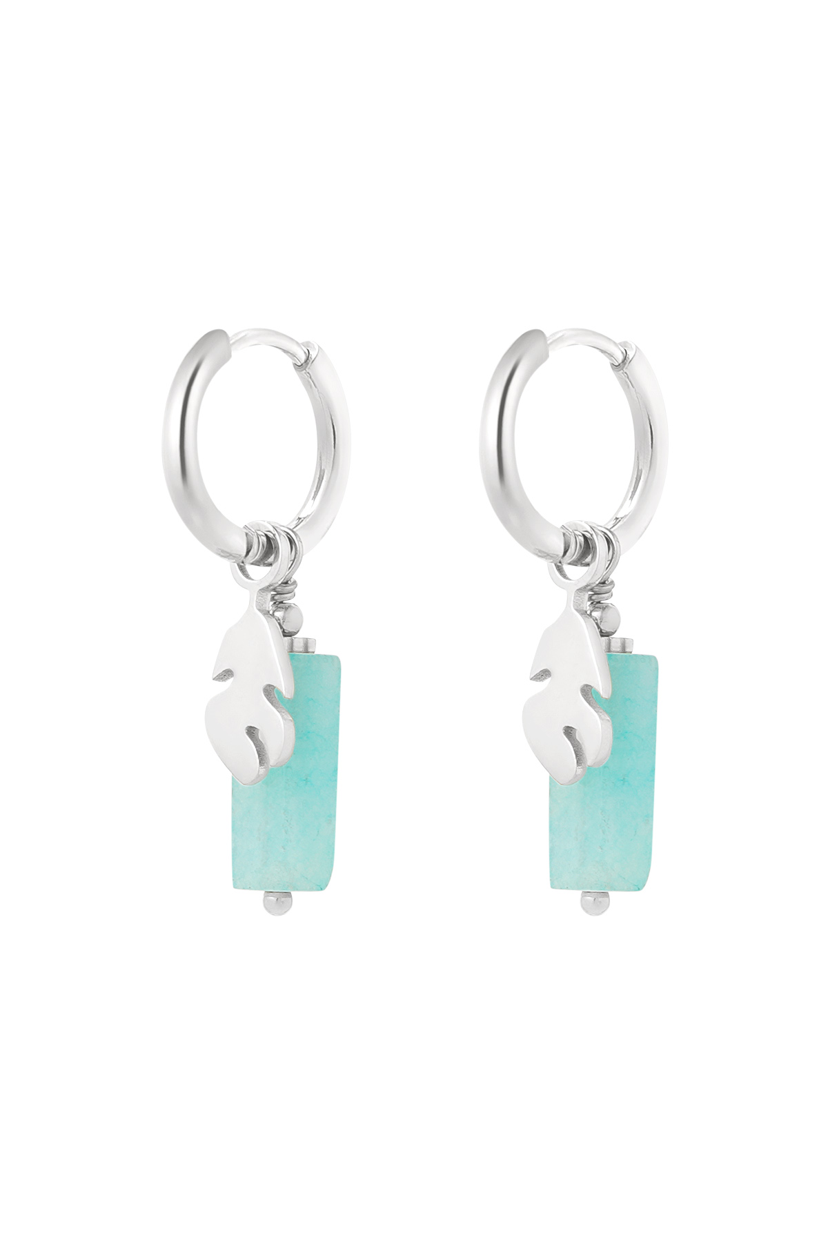Ohrring blau mit silbernen Details – Silber 