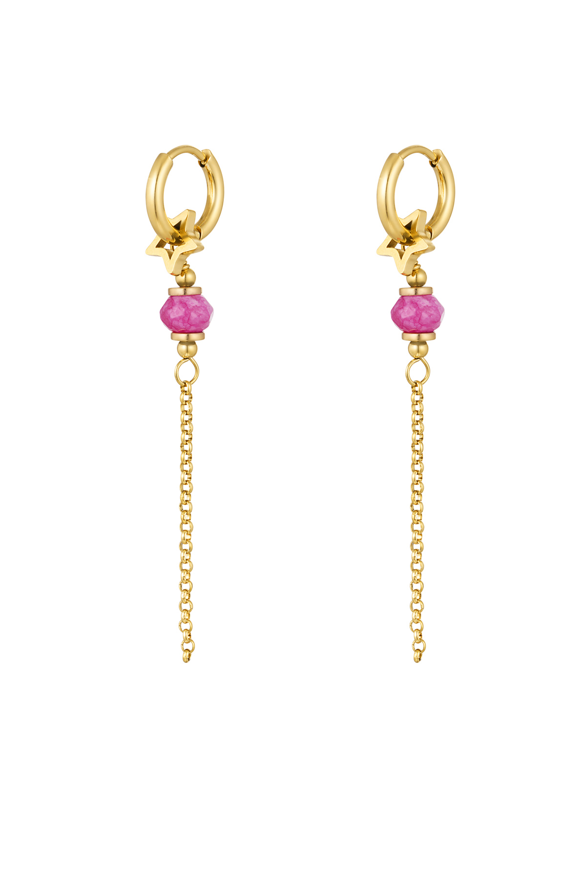 Pendientes con colgante de perla - acero inoxidable dorado/rosa h5 