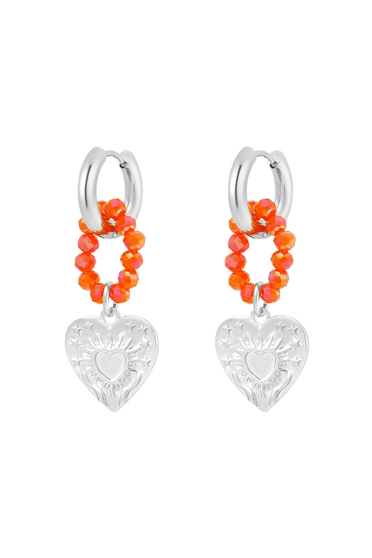 Ohrring Herzen und Perlen orange  h5 