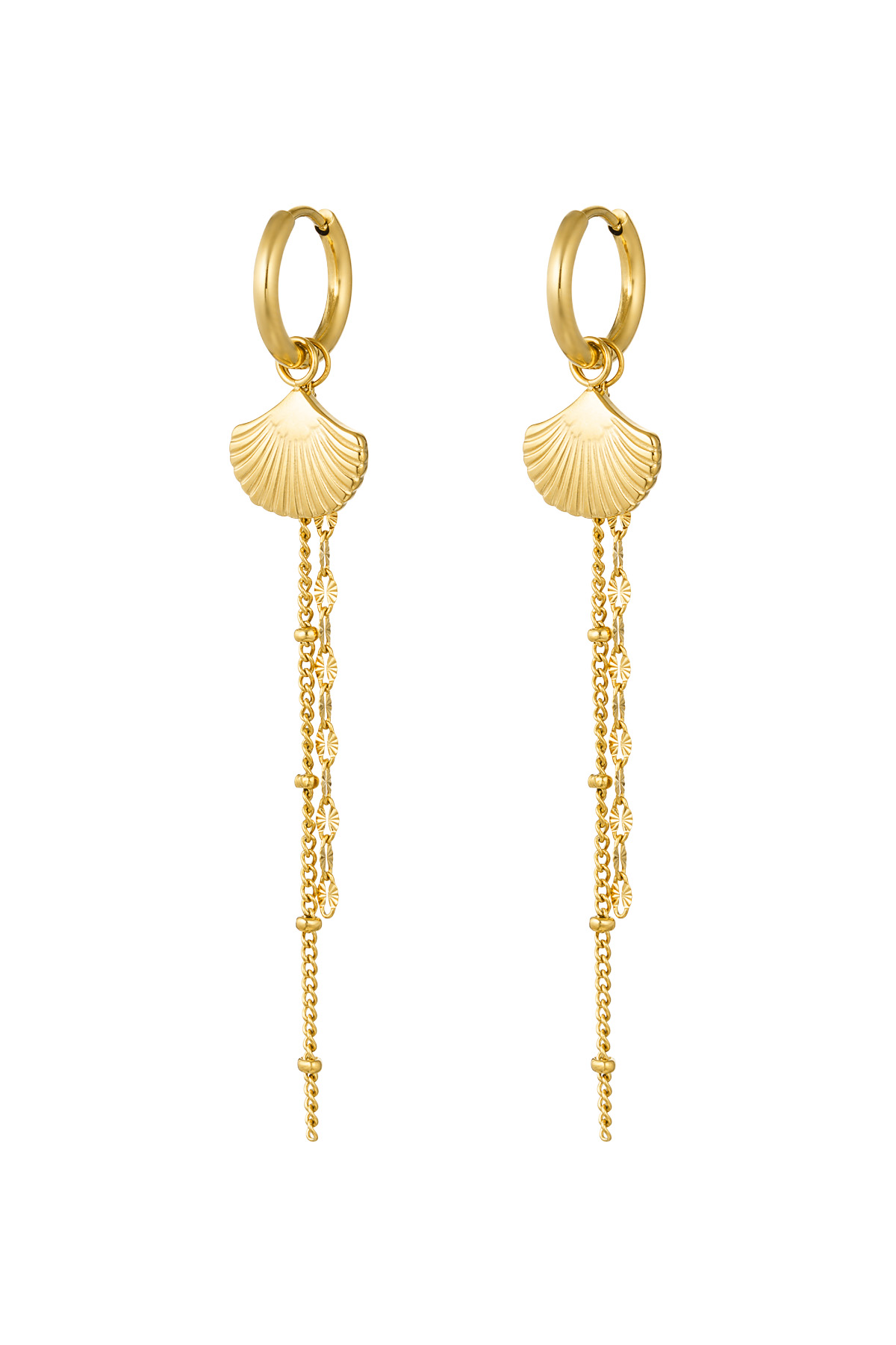 oorbellen schelp met ketting 