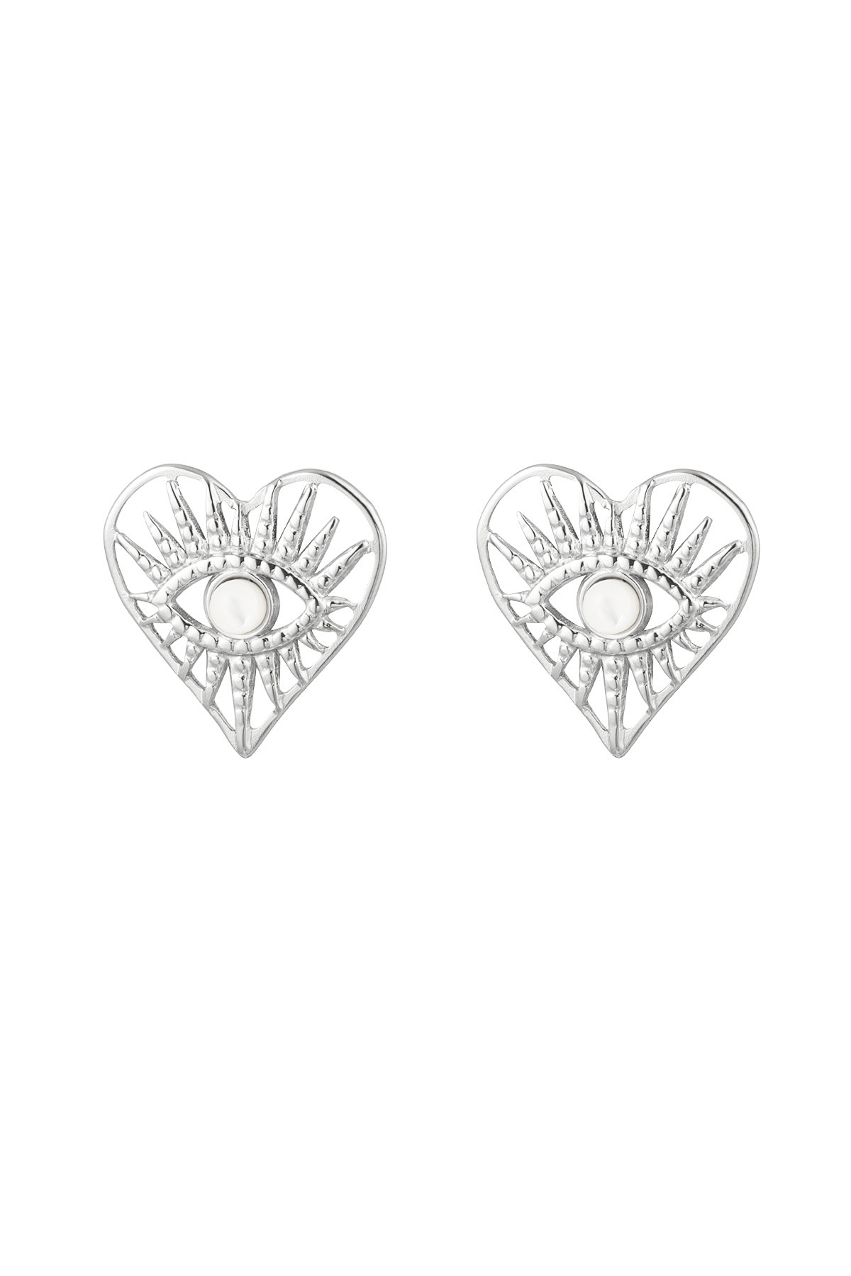Groothandel Oorknopjes Hart met Oog - RVS Statement Design, Set van 1