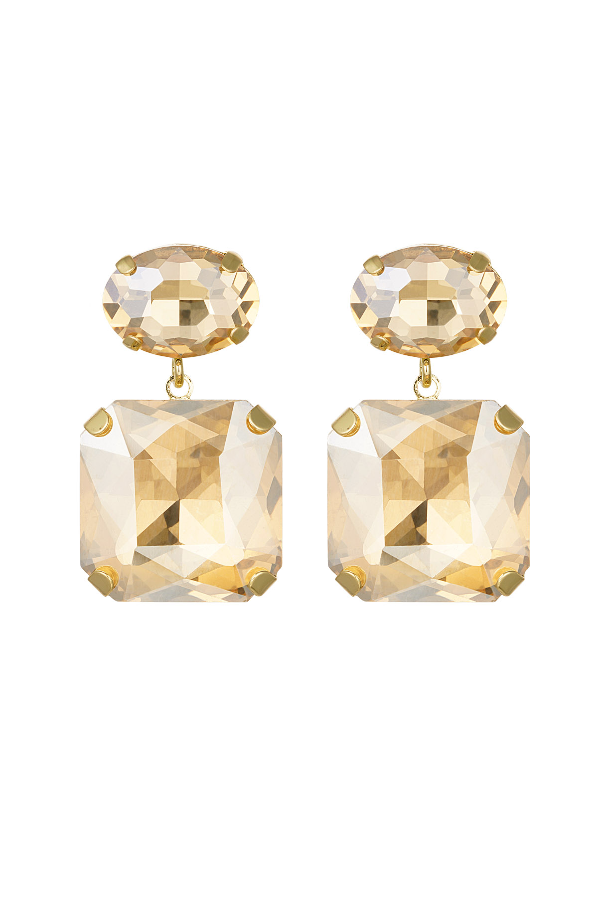 Orecchini perle di vetro quadrate/tonde - Colore oro Perle di vetro h5 