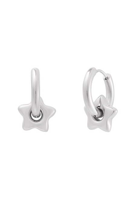 Earrings with star - Silver Color color