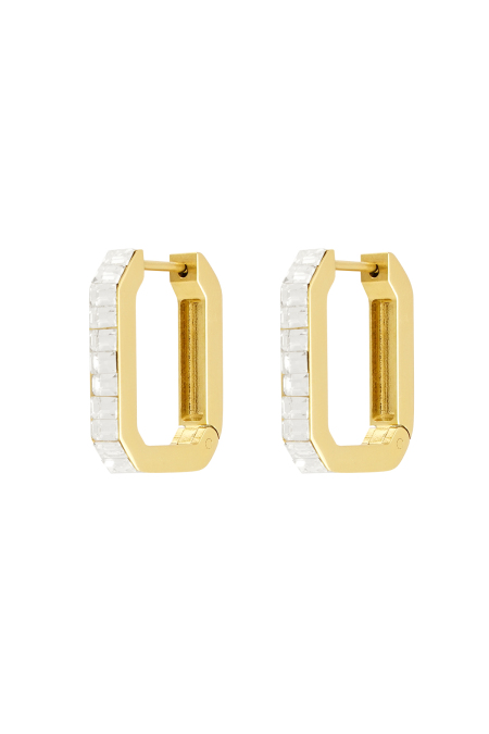 Earrings elongated stones - Gold color/white
