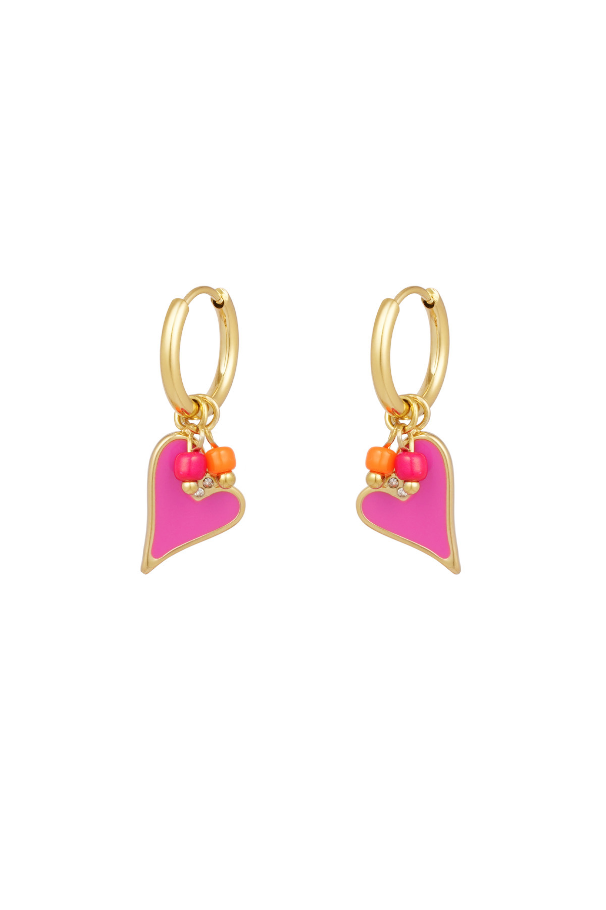 Groothandel Oorknopjes RVS Hart Kralen Roze voor Vrouwen Set van 1 Simple Series, foto 5 van 6