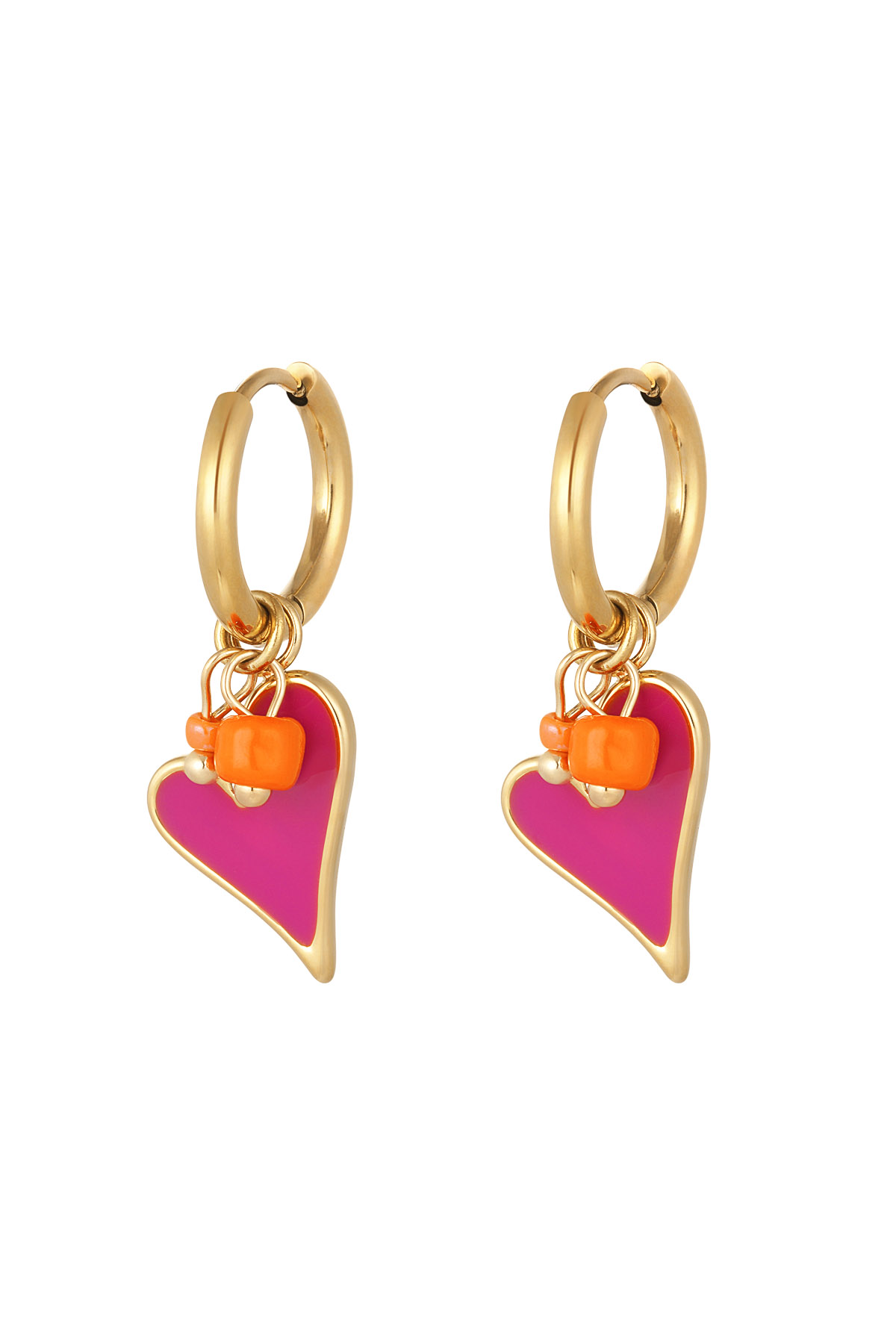 Ohrring Herz mit Perlen rosa 2