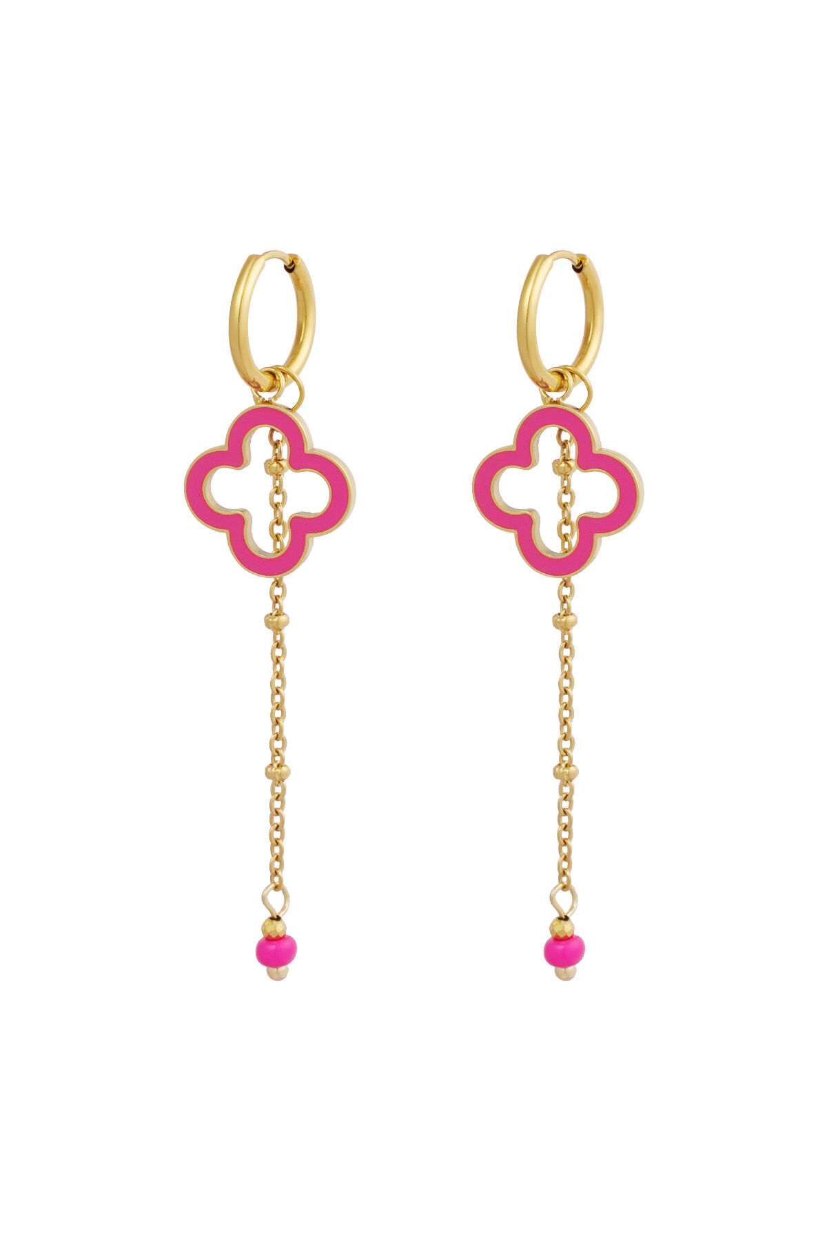 Pendientes trébol de medianoche - Color dorado rosa h5 