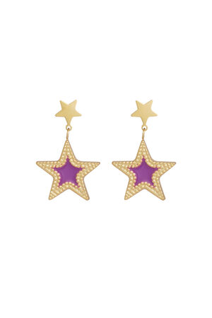 Boucles d'Couleur oreilles double étoile - Couleur or/bleu h5